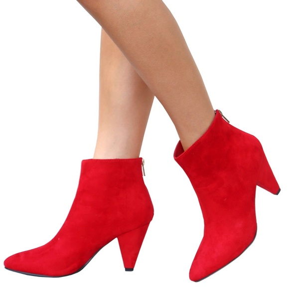 red pointed boots